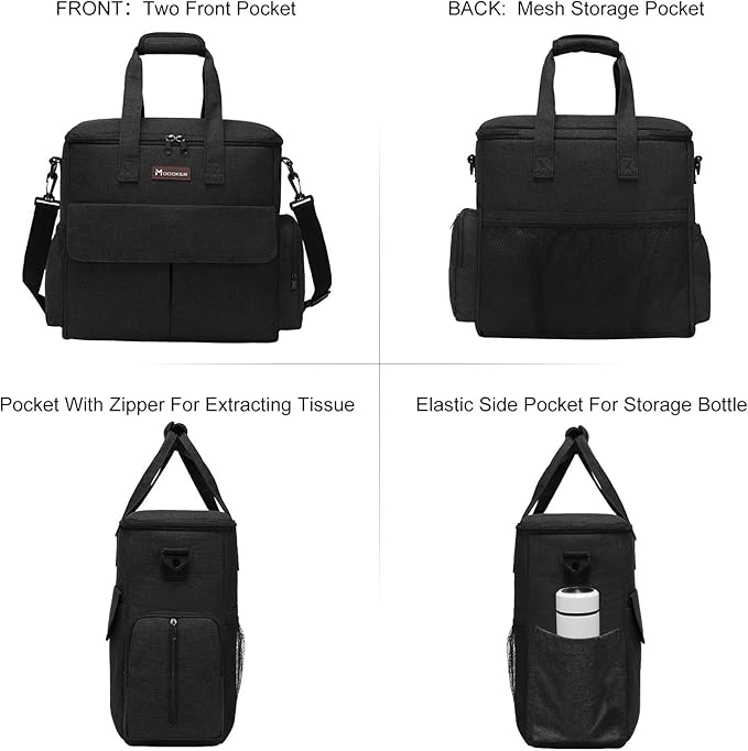 Modoker Dog Travel Bag Dog Travel Kit for a Weekend Away Set Includes Pet Travel Bag Organizer for Accessories, 2 Collapsible Dog Bowls, 2 Travel Dog Food Container (Black)