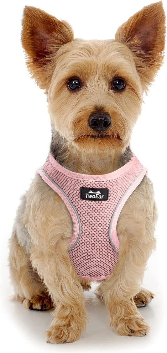 TwoEar Dog Vest Harness Reflective, No-Pull Pet Harness Easy Control with Breathable Mesh, Soft Puppy Step-in Harness No-Choke for Outdoor Walking, Training for Small Dogs(S, Pink)