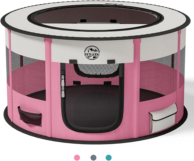 Dog Playpen Puppy Play Pen Indoors Pet Crate Small Dog Cage Portable Foldable Cat Kennel for Kitten Hamster Rabbit Bunny Guinea Pig with Collapsible Food Bowl Carrying Case