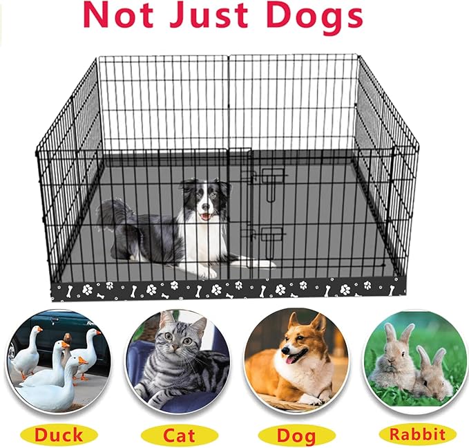 Dog Playpen Square Bottom Pad Fits for 48 Inch 8 Panels Metal Exercise Pet Playpen, Dog Crate Pad Puppy Playpen Pad, Elastic Buckles Connections.(Note: Playpen Not Included) -Black