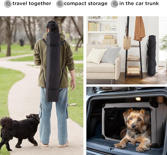 Collapsible Dog Crate - 32 Inch Portable Dog Travel Crate for Medium Dogs, Foldable Dog Crate with Detachable Storage Bag, Removable Pad, and Mesh Windows for Outdoor & Indoor