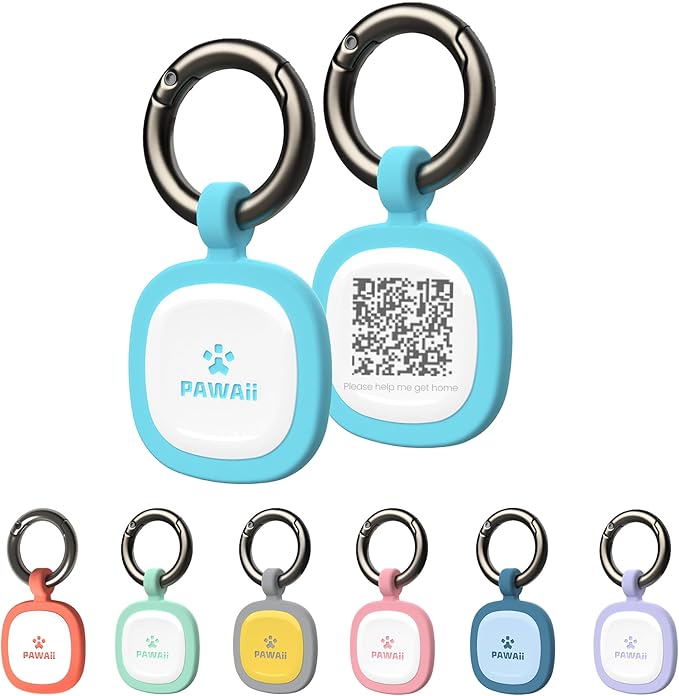Pawaii QR Code Pet ID Tag, Silent Silicone Dog ID Tag, Modifiable Pet Online Profile, Free Online Pet Page Emergency Contact, Scan QR Receive Instant Pet Location Alert Email, 1Pack (Sky Blue)
