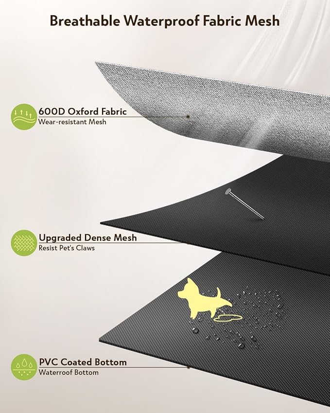 Dog Playpen,Fabric Mesh Dog Fence, Portable Soft Dog Cat Kennel Crate,Breathable Exercise Pet Play Pen for Dogs,PVC Pipe Frame,Indoor Outdoor Pet Fence Cage for Small Animals with Carrying Case(M)