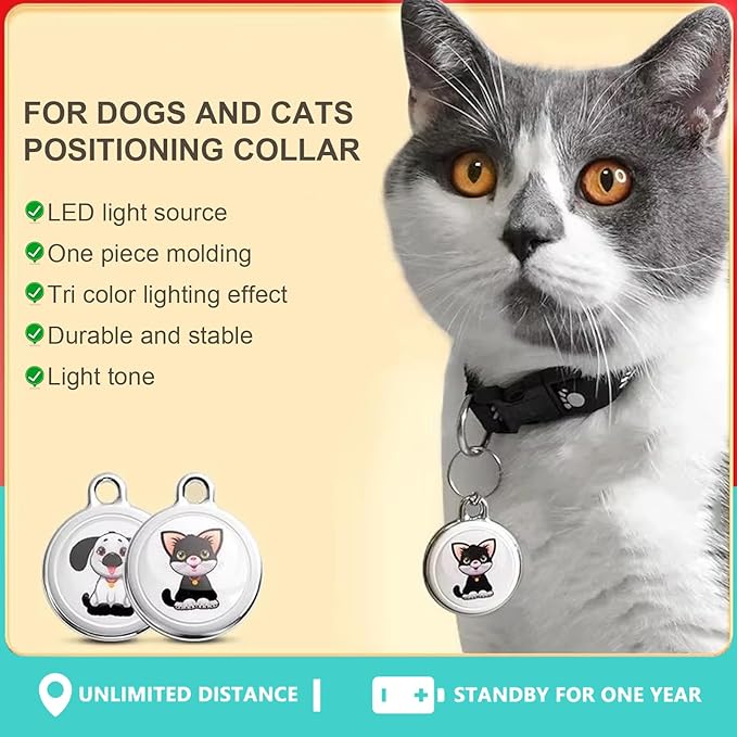 Cat Collar Cat Tracker Collar Dog Tracker Pet Tracker Kittens GPS Tracker for Cats Dogs| Android and iOS Universal| No Monthly Fee | No Charging Required | Waterproof | Smart Anti-Loss Locator (Dog)