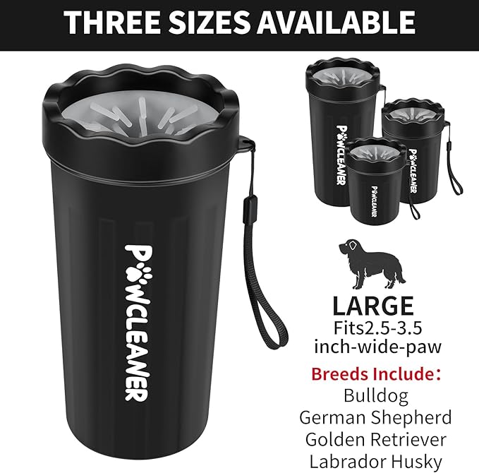 Buddy Muddy Pet Foot Cleaner with Handle, Adjustable Brush, and 3 Absorbent Towels (Blue, Large)