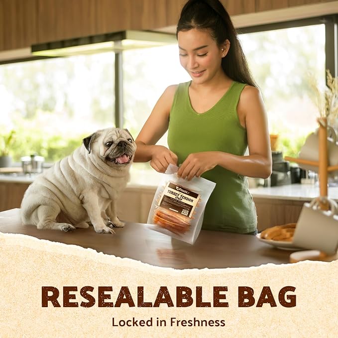 Afreschi Natural Turkey Tendon Bone (S) 8 oz, Turkey Sourced from USA, All Natural Puppy Chew, Hypoallergenic, Rawhide Alternative, for Small Breeds