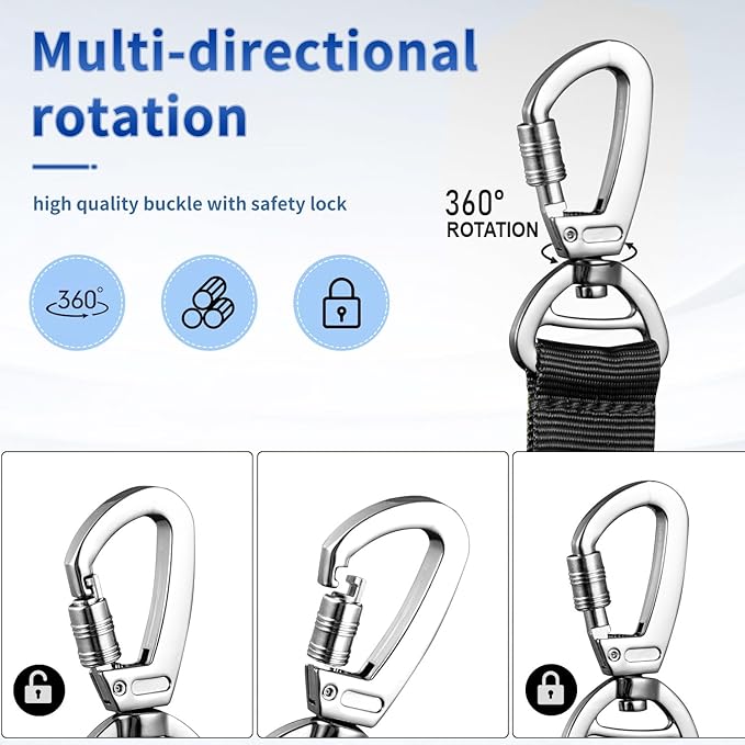 Tactical Dog Collar and Leash Set, Adjustable Military Nylon Dog Bungee Leash and Collar with Handle and Heavy Metal Buckle, Dog Training Collar Leash Set for Medium Large Dog (M, Black)