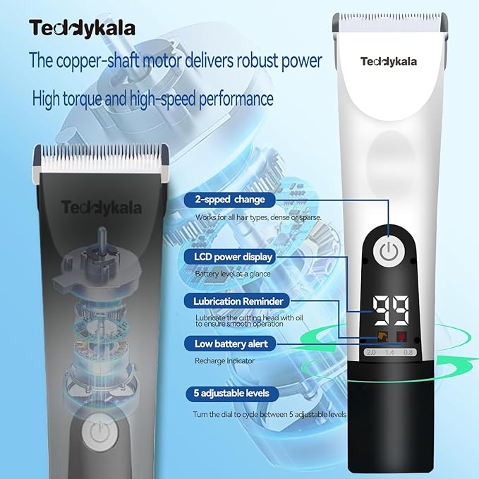 Dog Clippers Adopting Sheep Shears Standards,33 Tooth Blade Dog Shaver, 2200mAh Rechargeable Hair Clipper for Dog,Professional Pet Hair Clipper for Dogs Cats Animals (Gold)