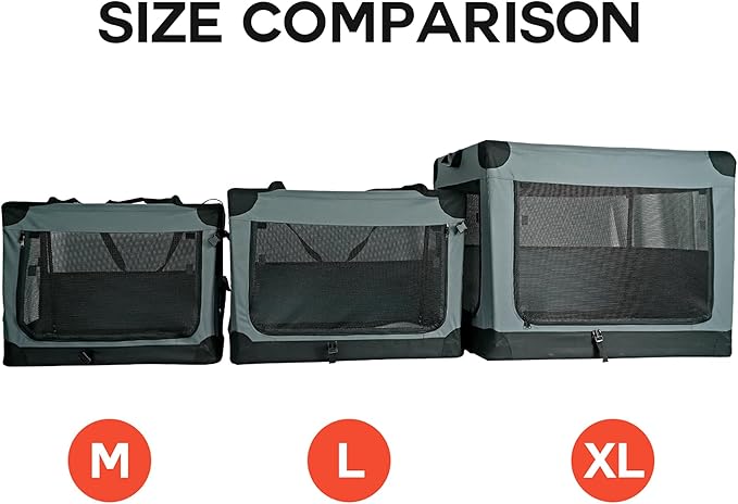 Ashfield & Harkness: Collapsible Soft Dog Crate - 30" - Gray, Sherpa Lined Mat, Durable Mesh Windows, Portable Foldable Pet Kennel, Indoor & Outdoor