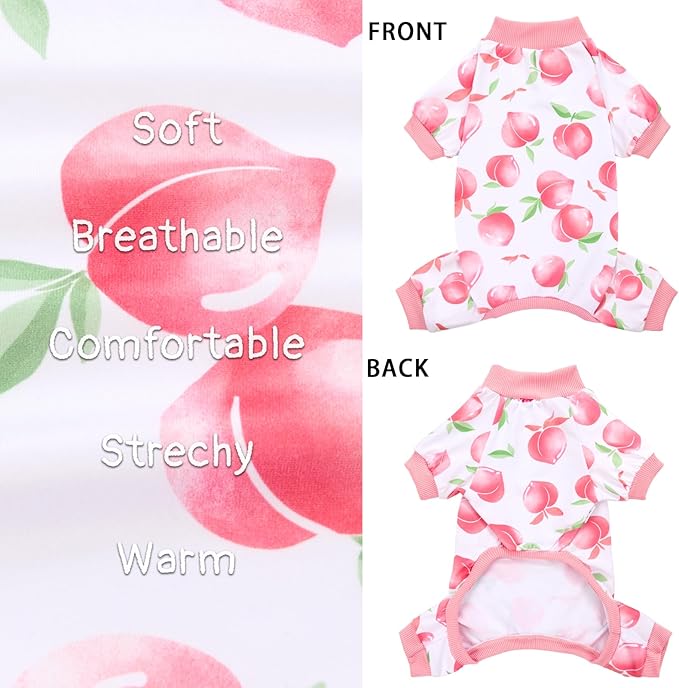 XPUDAC 4 Pieces Dog Pajamas Small Sized Dogs Boy Girl Strechy Soft Pjs Summer Pet Clothes for Dog Cat Puppy Onesies, 2XL