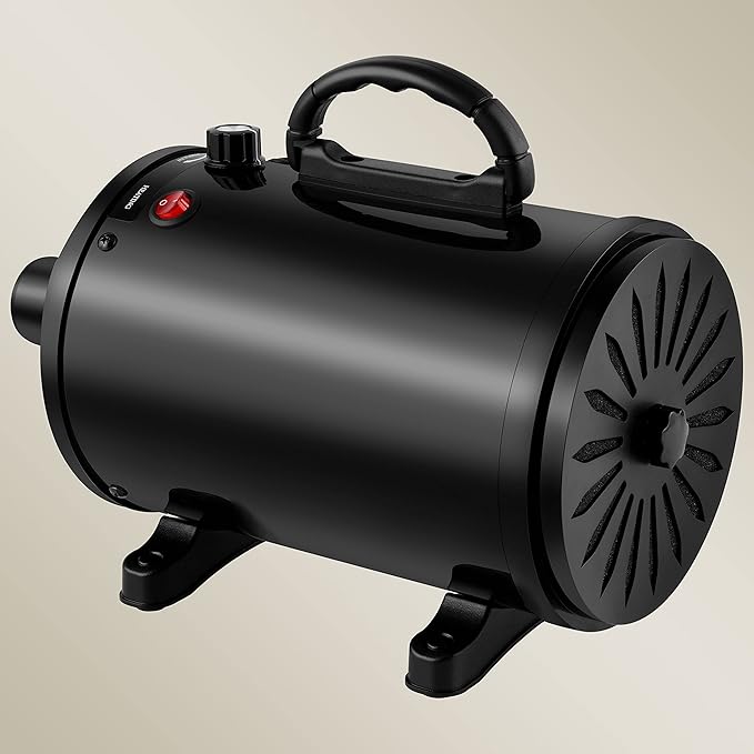 Pet Dryer, 3.8HP/2800W High Velocity Professional Pet Dryer with Heater,Pet Grooming Dryer with Stepless Speed Regulation,4 Different Nozzles,Suitable for Pet Hair Drying and Grooming