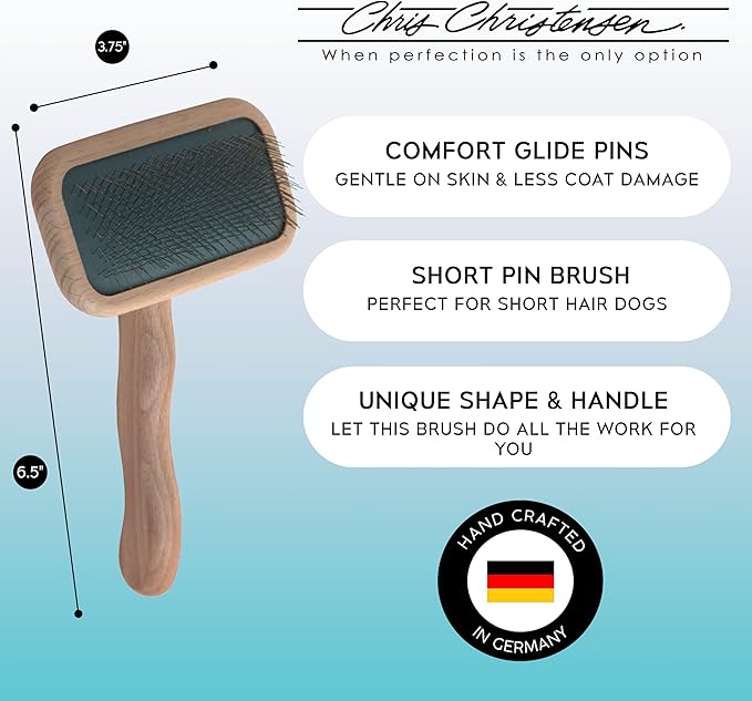 Chris Christensen Mark II Slicker Brush, Groom Like a Professinal, Stainless Steel Pins, Lightweight Beech Wood Body, Ground and Polished Tips, Small