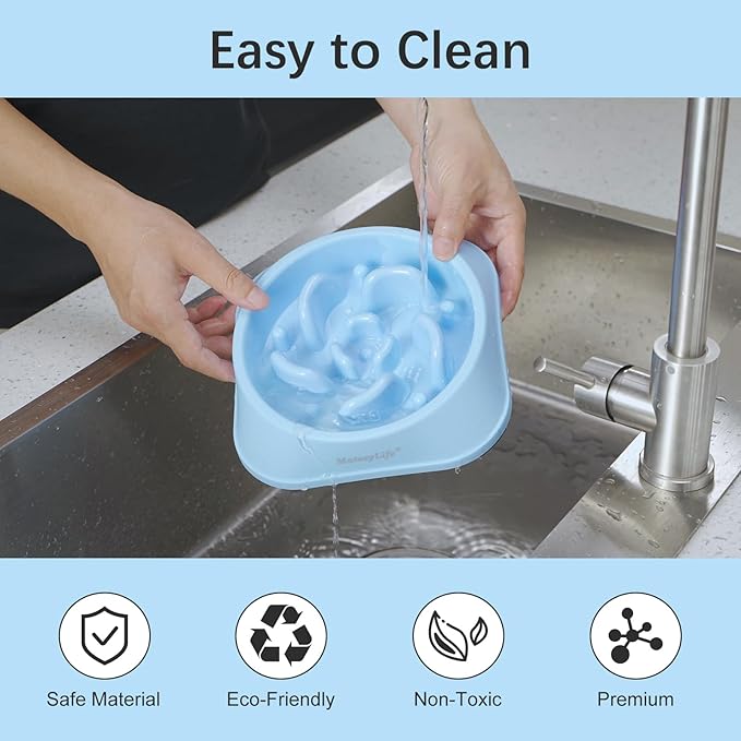 MateeyLife Slow Feeder Dog Bowls 2PCS, Anti-Choking Puzzle Dog Food Bowls, Anti-Slip Interactive Feeding Slow Down Eating, Bloat Stop Maze Dishes for All Breeds Pets