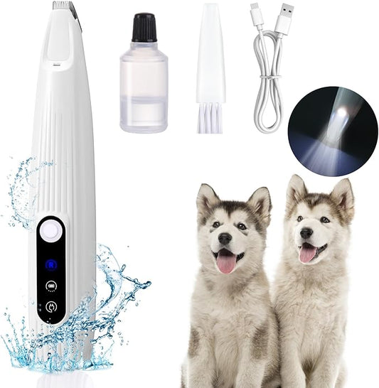 Dog Paw Trimmer, Saffory Trimmer with LED Light for Precision Trimming, Pet Electric Shaver for Small Cats, Dogs Paw Hair, Ears, Face, Rump and Eyes Grooming Kit