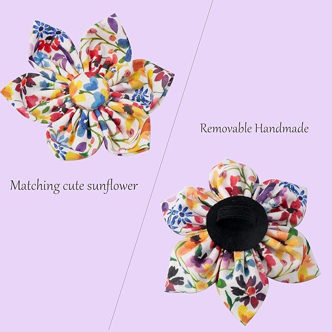 Uniqe Style Paws Flower Dog Collar, Puppy Collar Adjustable Girl Dog Collar with Flower, Durable Floral Pattern Pet Collar for X-Small Female Dogs