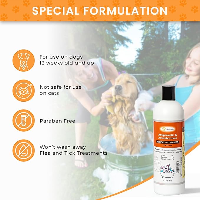 Antiparasitic & Antiseborrheic Dog Shampoo (16 oz)