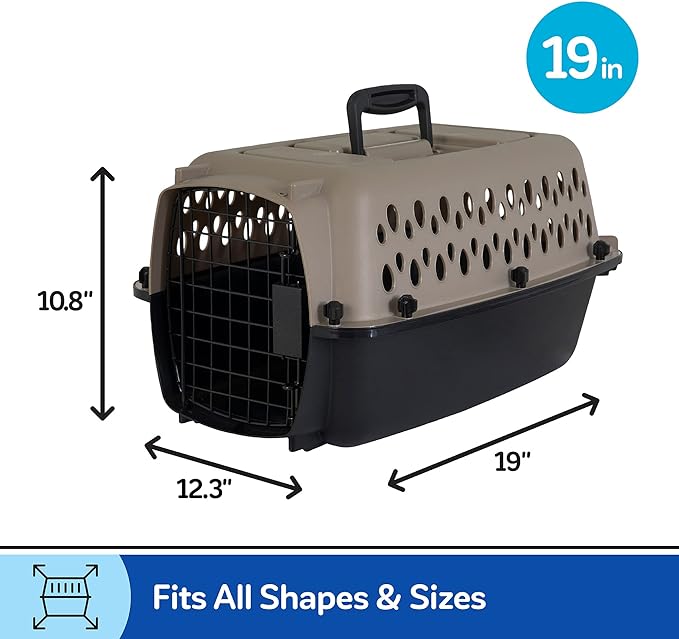 Petmate Vari Dog Kennel 19", Taupe & Black, Portable Dog Crate for Pets up to 10lbs, Made in USA