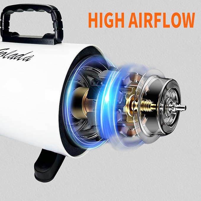 High Velocity Professional Dog Grooming Dryer,Adjustable Temperature and Speed Hair Dryer for Pets with 4 Nozzles