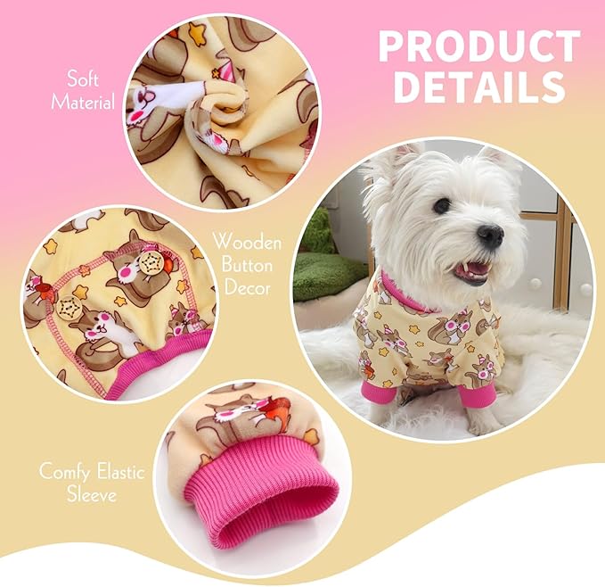 KYEESE Dogs Pajamas for Small DogsSoft Material Stretchable Dog Jammies Cat Pajamas Dog Apparel, Chipmunk, Small