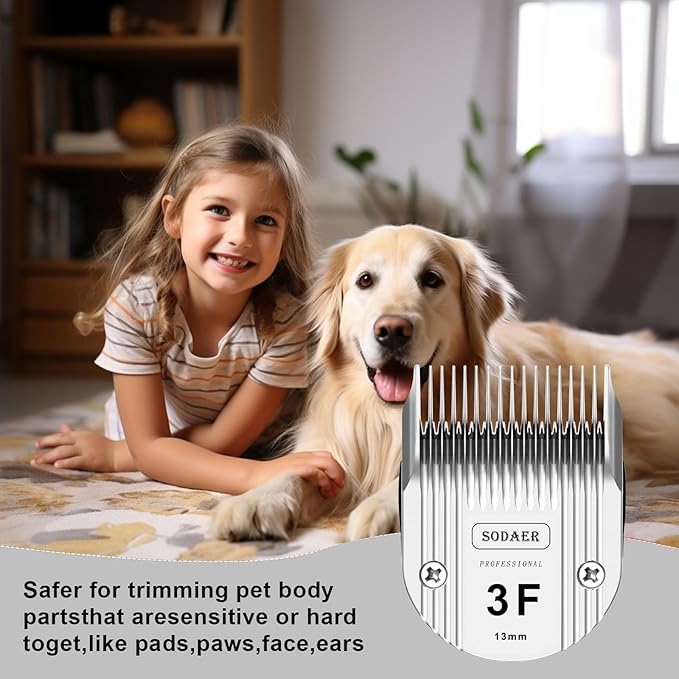 3F Detachable Pet Dog Grooming Clipper Ceramic Blade Compatible with Wahl Bravura .Chromado，Creativa，Figura Dog Clippers for Dogs Grooming，Size 3F Cut Length 1/2"(13mm), 2pack