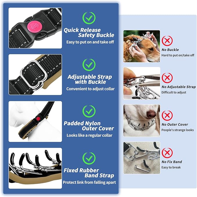 Martingale Collar for Dogs, Heavy Duty Nylon No Pull Dog Collar with Buckle, Adjustable Anti Pull Collar Reflective Slip Collar for Large Medium Small Dog Training Walking S Khaki