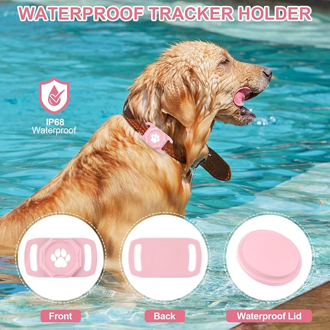 Smart Pet Tracker for Collar - Dog Tracker Pet Location Tracker with Holder, No Monthly Fee, Compatible with Apple Airtag Find My (iOS Only), Anti-Lost Tracking Device for Pets, Luggage, Bag Straps