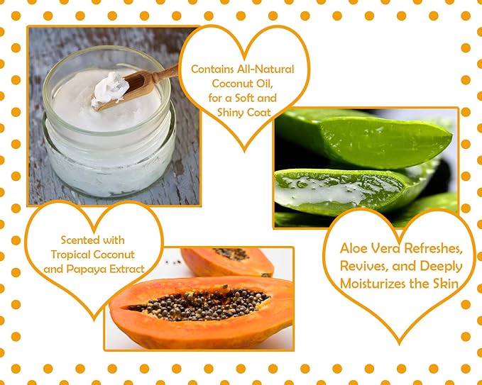 Natural Moisturizing Coconut Papaya Dog Shampoo with Pump, 17oz