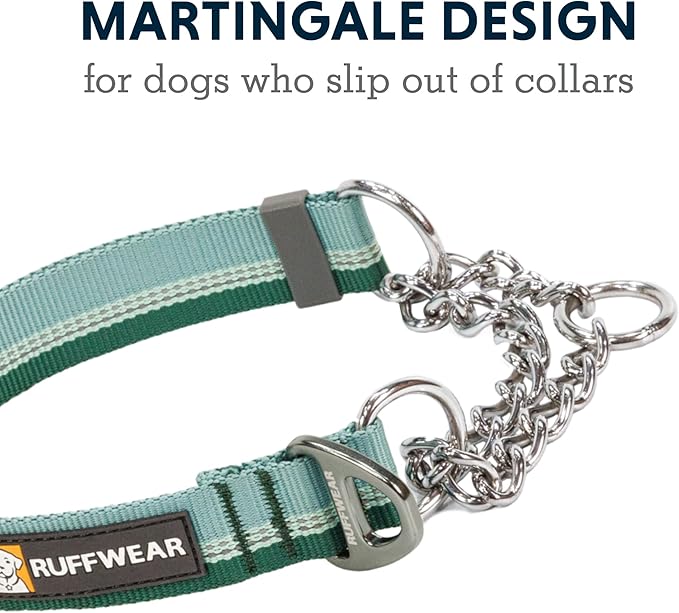 Ruffwear, Chain Reaction Dog Collar, Martingale Style for On-Leash Walking, River Rock Green, 11"-14"