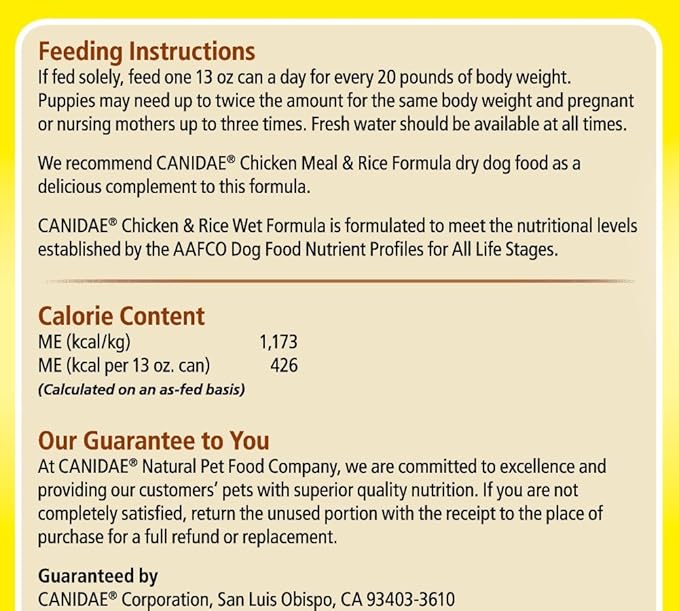 Canidae Life Stages Chicken And Rice Can Formula For Dogs, 13-Ounce, 12-Pack