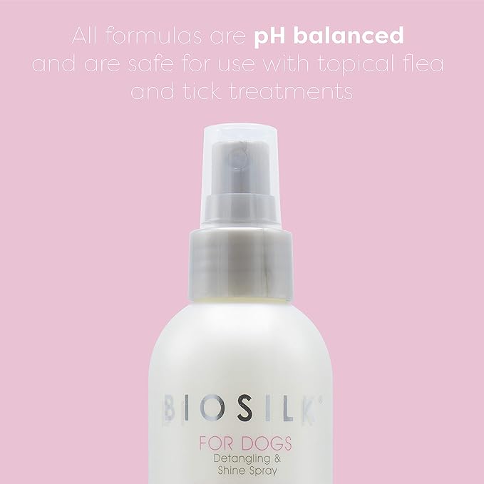BioSilk Silk Therapy Detangling Plus Shine Protecting Mist for Dogs | Best Detangling Spray for All Dogs & Puppies for Shiny Coats and Dematting | 8 Oz - Pack of 6