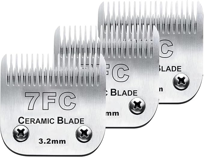 3PCS 7FC Blades for Dog Grooming Blades Compatible with Andis,Oster A5,Wahl km10 Dog Clippers,Size-7FC, 1/8-Inch (3.2mm) Cut Length (3pcs #7FC (3.2mm))