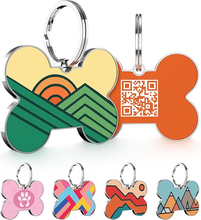 QR Code Dog Tag,Dog Tags Personalized for Pets, Custom Dog Name ID Tags Personalized Dog and Cat Tags -Free Online&Scan QR Receive Instant Location Alert Email