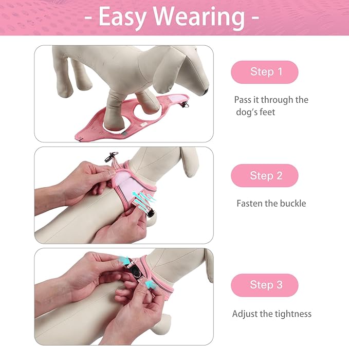 Dog Harness for Small Dogs, Small Dog Harness and Leash Set, Honeycomb Grid, Reflective Lightweight Harness & Anti-Twist Pet Lead,Dog Harness(Multi Color, Size: XS-S-M) (S, Pink)