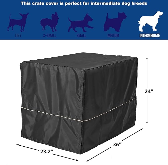 MidWest Homes for Pets Dog Crate Cover, Privacy Dog Crate Cover Fits Midwest Dog Crates, Crate Cover Only, Machine Wash & Dry, Black, 36-Inch