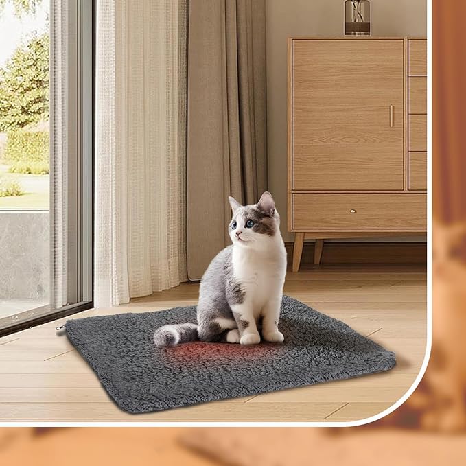 Nobleza Self Heating Pet Pad, Super Soft Thermal Dog Crate Bed Mat for Sleeping, Washable Anti-Slip Self Warming Cat Kennel Pad for Small Medium Large Cats Dogs Indoor Outdoor (Darkgray, L)