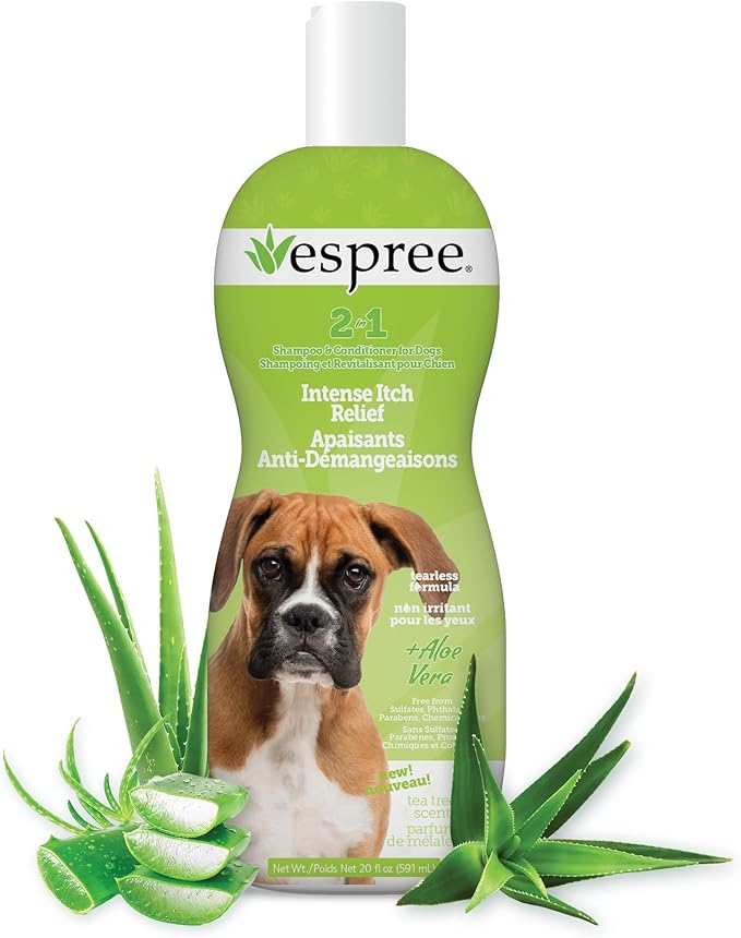 Espree Intense Itch Relief Dog Shampoo & Conditioner, Anti Itch Shampoo for Dogs, Soothes Dog Irritated & Itchy Skin, Plant-Based Moisturizing Formula for Sensitive Skin Relief, Sulfate-Free, 20oz