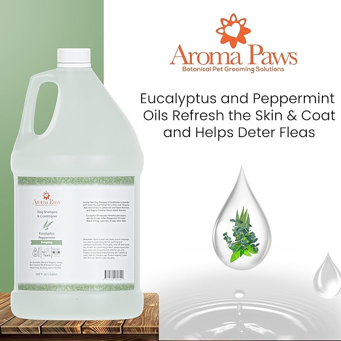 Dog Shampoo – Cleansing Wash, Conditioning, Moisturizing – Healthy Ingredients – Aromatic Grooming Puppy Shampoo – Tearless Cleaner, Eucalytpus Peppermint