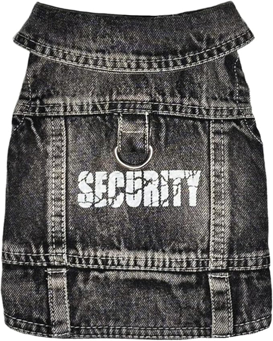 Dog Jeans Black Security Jacket Denim Pet Coat for Puppy Small Dogs Cotton Classic Overalls Male Cat Costumes Sleeveless Washed Vest Clothes Outfit T-Shirts（XX-Large）