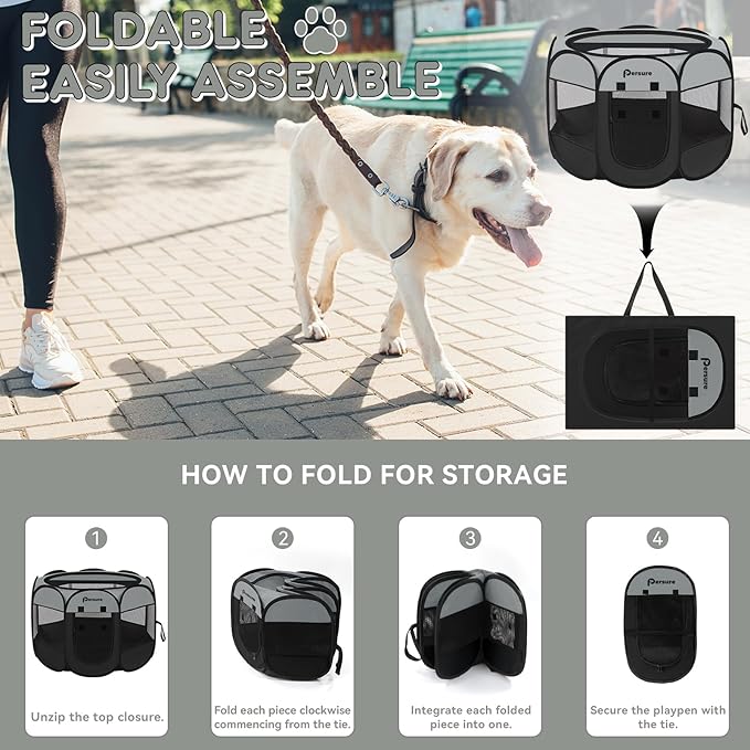 Dog Cat Playpen Indoor Outdoor for Puppy Pet Travel and Recovery After Surgery, Dogs Enclosure Tent Crates Cage Indoor/Outdoor, Portable Pop Up Dog Kennel with Carrying Case (Dark Grey, Small)