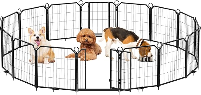 Dog Playpen Portable Extra Large 16 Panels 24" Height Adjustable with Gate, Perfect for Puppies and Small Dogs, Easy to Store, Customizable Layout for Indoor, Yard, RV Camping，Fence partition