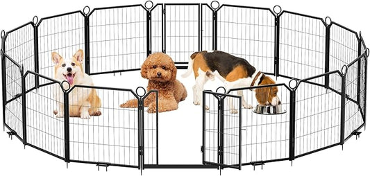 Dog Playpen Portable Extra Large 16 Panels 24" Height Adjustable with Gate, Perfect for Puppies and Small Dogs, Easy to Store, Customizable Layout for Indoor, Yard, RV Camping，Fence partition