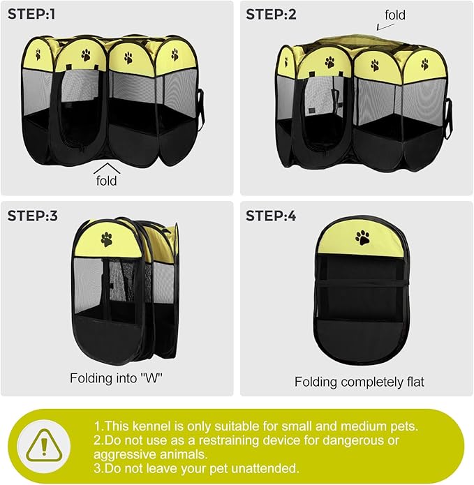 Pet Dog Puppy Playpen Dog Cat Tent Crates, Foldable Exercise Kennel Portable Playpen for Small Medium Dogs/Cats/Rabbits, Indoor Outdoor Travel Camping Use with Removable Zipper Top Green