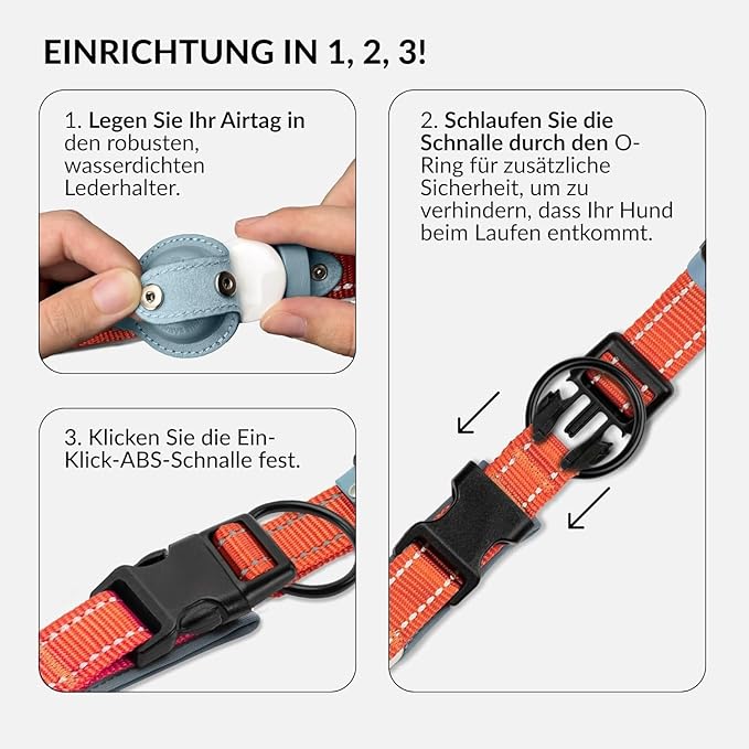 CollarDirect Airtag Dog Collar Reflective Nylon Neoprene Leather Holder for Apple Air Tag for Large, Medium, and Small Dogs (Pink, M, 13.5-16.5 Inch)