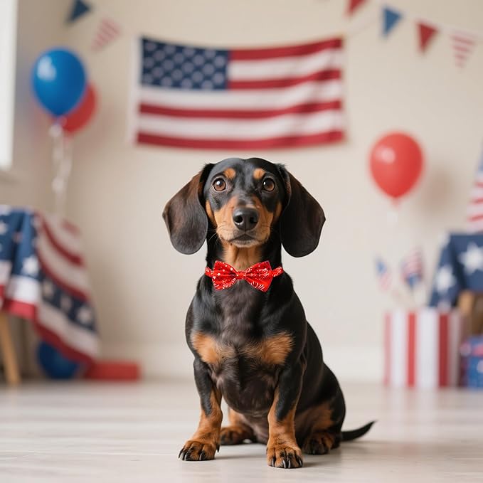 30 PCS Patriotic Dog Bow Ties for Small Dogs 4th of July Dogs Bowties Bulk with Adjustable Ties Independence Day Bow Ties Party Grooming S
