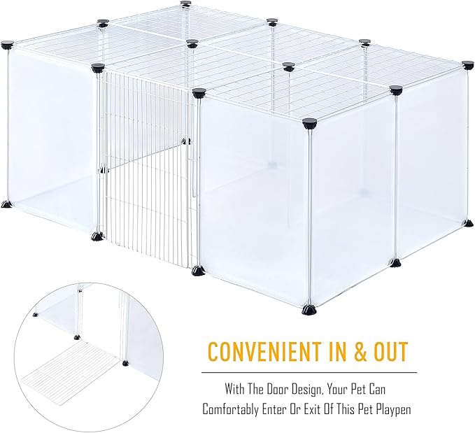 BRIAN & DANY Pet Plastic Playpen, Play Pen Indoor for Kitten, Hamster, Rabbit, Guinea Pig, Clear Enclosure Fence, 17.7 X 13.7 inches, 18 Panels