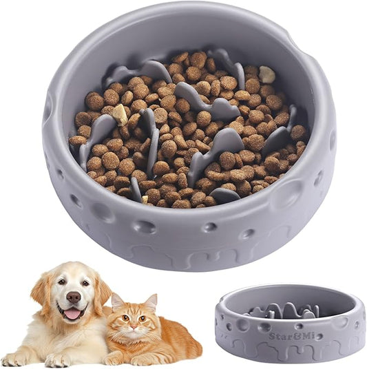 Silicone Slow Feeder Dog Bowls & Cat Bowls, 2 Cups Small Pet Food Bowl with Non-Slip Suction Base, Food-Grade Safe Puzzle Feeder for Small & Medium Dogs & Indoor Cats - Dishwasher & Microwave Safe