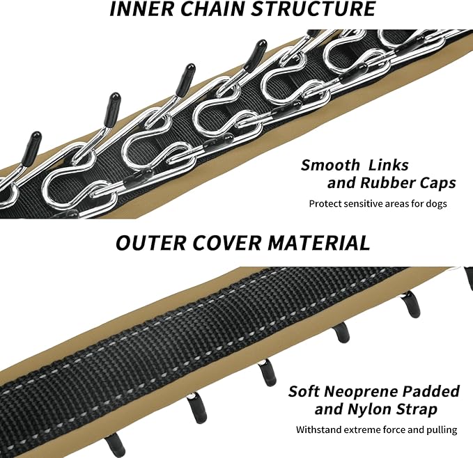 Martingale Collar for Dogs, Heavy Duty Nylon No Pull Dog Collar with Buckle, Adjustable Anti Pull Collar Reflective Slip Collar for Large Medium Small Dog Training Walking M Khaki