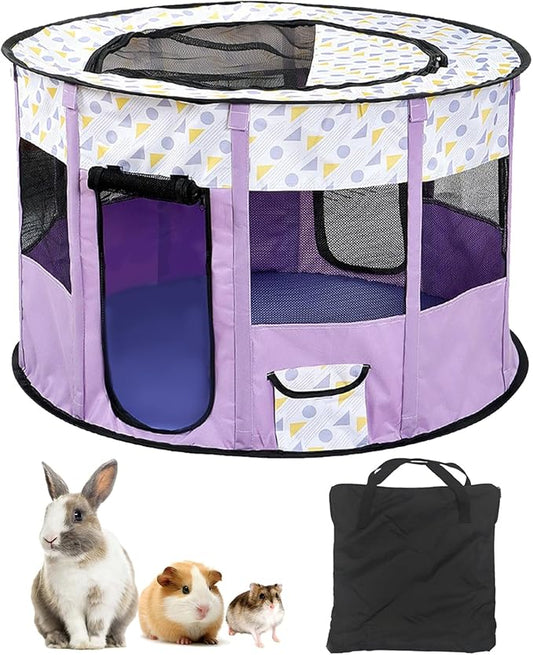 BNOSDM Rabbit Playpen with Zippered Top Portable Small Pet Cage Tent Bunny Foldable Pop Up playpen Indoor Outdoor Travel Use Exercise Yard Fence for Rabbits Ferrets Cats Guinea Pigs