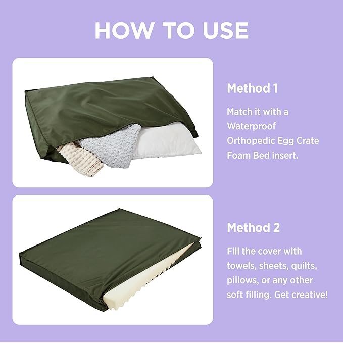 Lesure Water-Resistant Dog Bed Cover - XL Dog Bed Removable Cover, Replacement Washable, Dog Bed Covers for Pet Mat Bed, 44x32x3 Inches