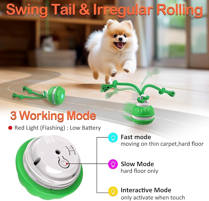 Interactive Dog Toys Rolling Ball for Puppy/Small Dogs,Peppy Pet Ball for Dogs,Motion Activate,Automatic Moving Dog Toy,USB Rechargeable